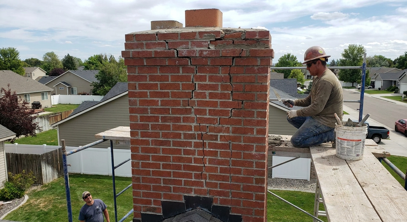 Chimney masonry crack repair in Nampa, Idaho